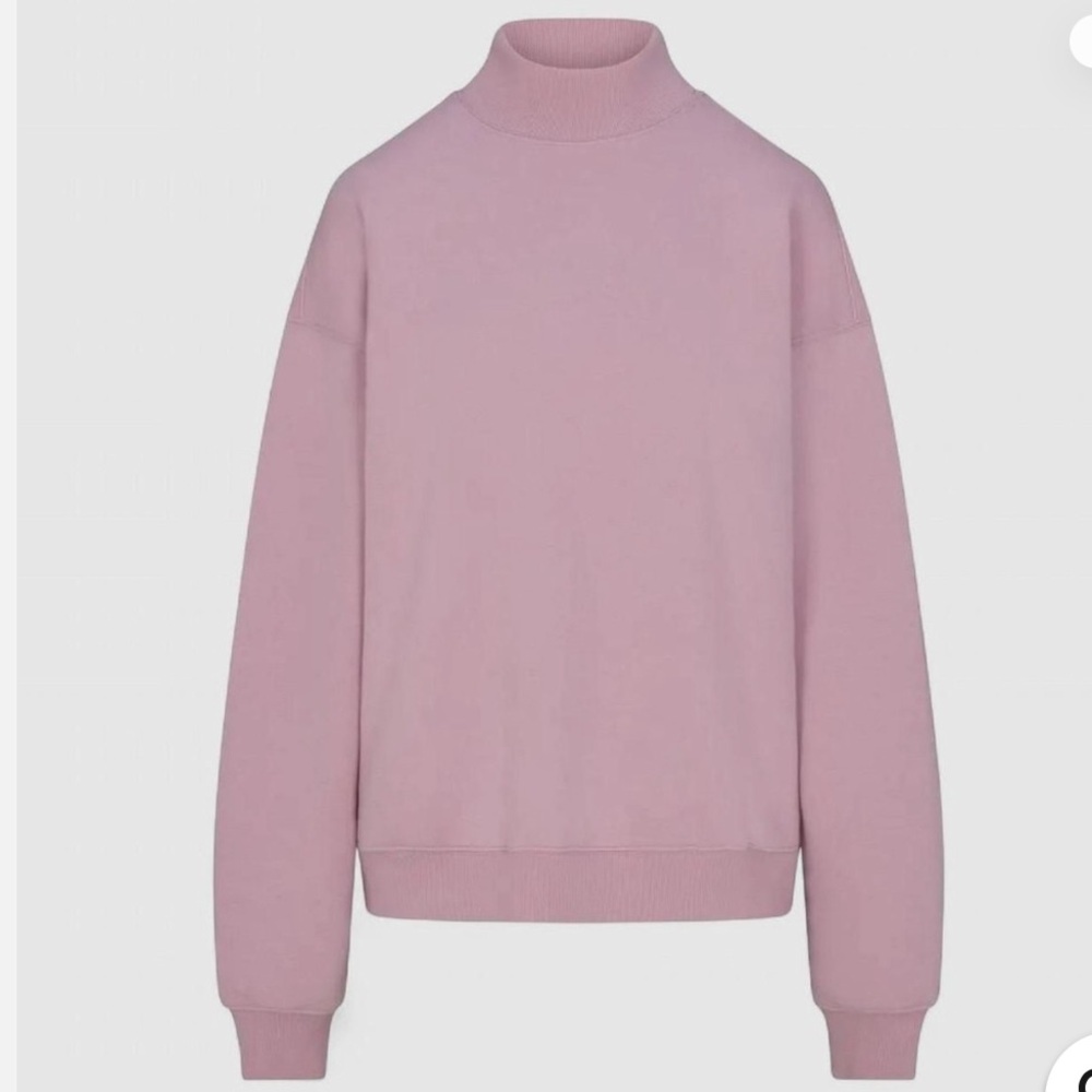 Skims Cotton Fleece Mock Neck Sweatshirt